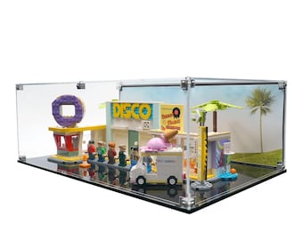 Acrylic Display Case Fits LEGO 21339, BTS Dynamite with UV-Printed Background - Set Not Included