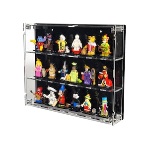 Acrylic Wall-Mount Display Case Fits LEGO Minifigures with UV-Printed Background - Set Not Included (Small)