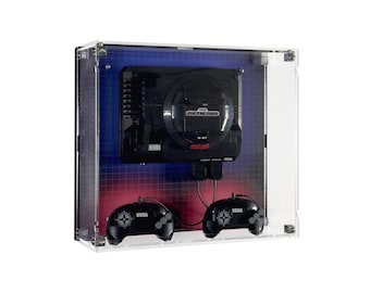 Acrylic Wall-Mount Display Case with Background Art fits LEGO 40926, SEGA Genesis Console - Set Not Included