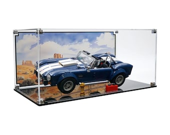 Acrylvitrine voor LEGO 10357 Shelby Cobra 427 S/C met bedrukte achtergrond - set niet inbegrepen