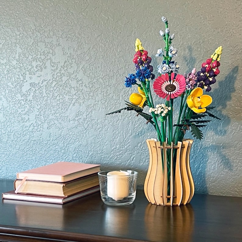 Birch Wooden Vase Fits LEGO Botanicals Collection Flowers and Bouquets, Traditional