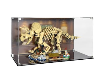 Acrylic Display Case fits LEGO 77985 Dinosaur Fossils: Triceratops with UV-Printed Background - Set Not Included