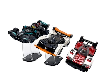Soporte de exhibición de acrílico con adaptador de placa superior compatible con LEGO Speed Champions - Set no incluido