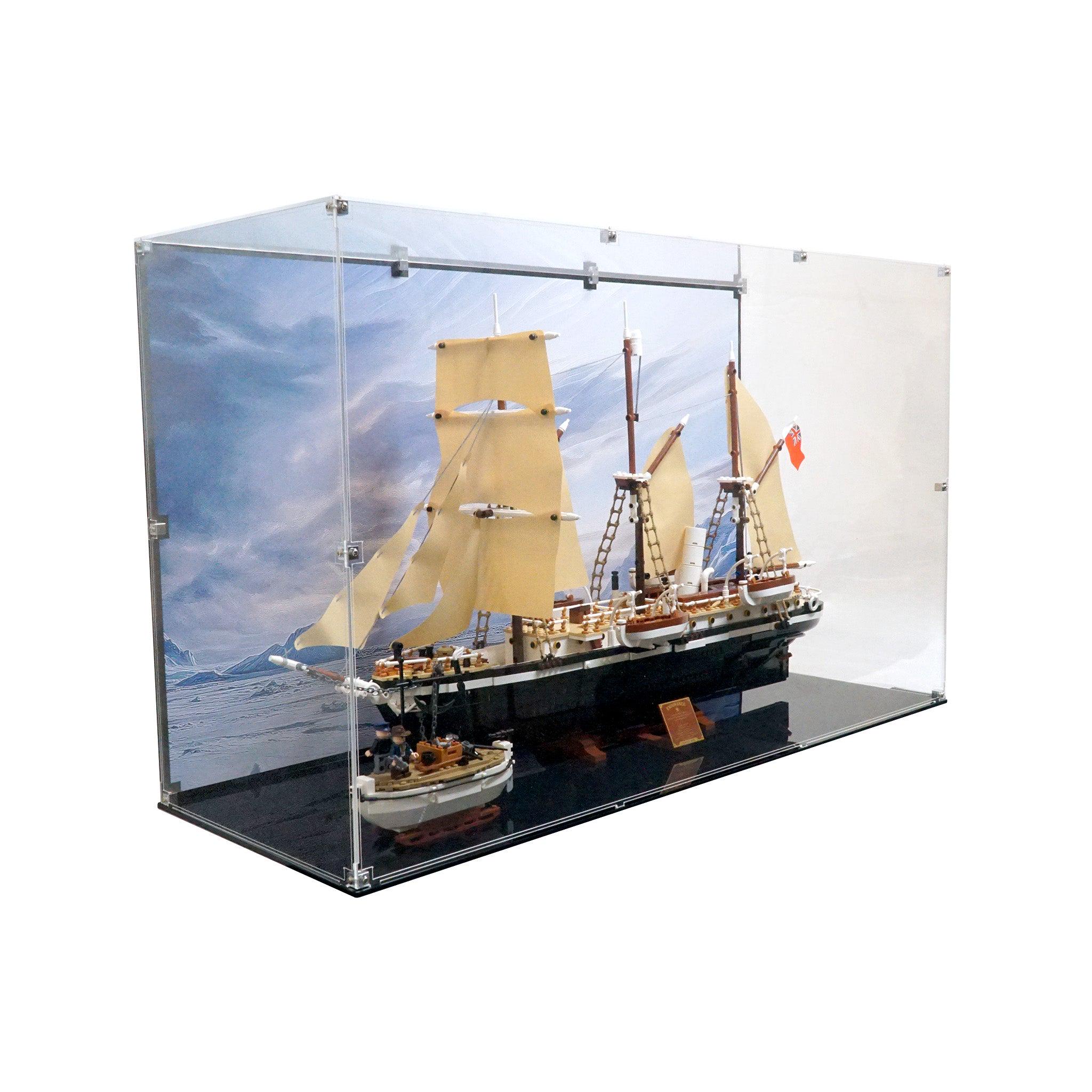 19 X 6 X 8 Acrylic Display Case With Wooden Base - For Model Ships, Ocean Liners, Collectibles