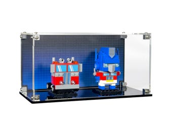 Acrylic Display Case fits LEGO 40803, Optimus Prime Robot & Vehicle with UV-Printed Background - Set Not Included