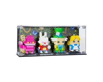 Acrylic Display Case fits LEGO 40925, Alice in Wonderland BrickHeadz with UV-Printed Background - Set Not Included