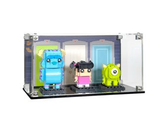 Acrylic Display Case fits LEGO 40861, Sulley, Mike and Boo Figures with UV-Printed Background - Set Not Included