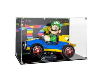 Acrylic Display Case for LEGO 72050, Luigi & Mach 8 with UV-Printed Background - Set Not Included