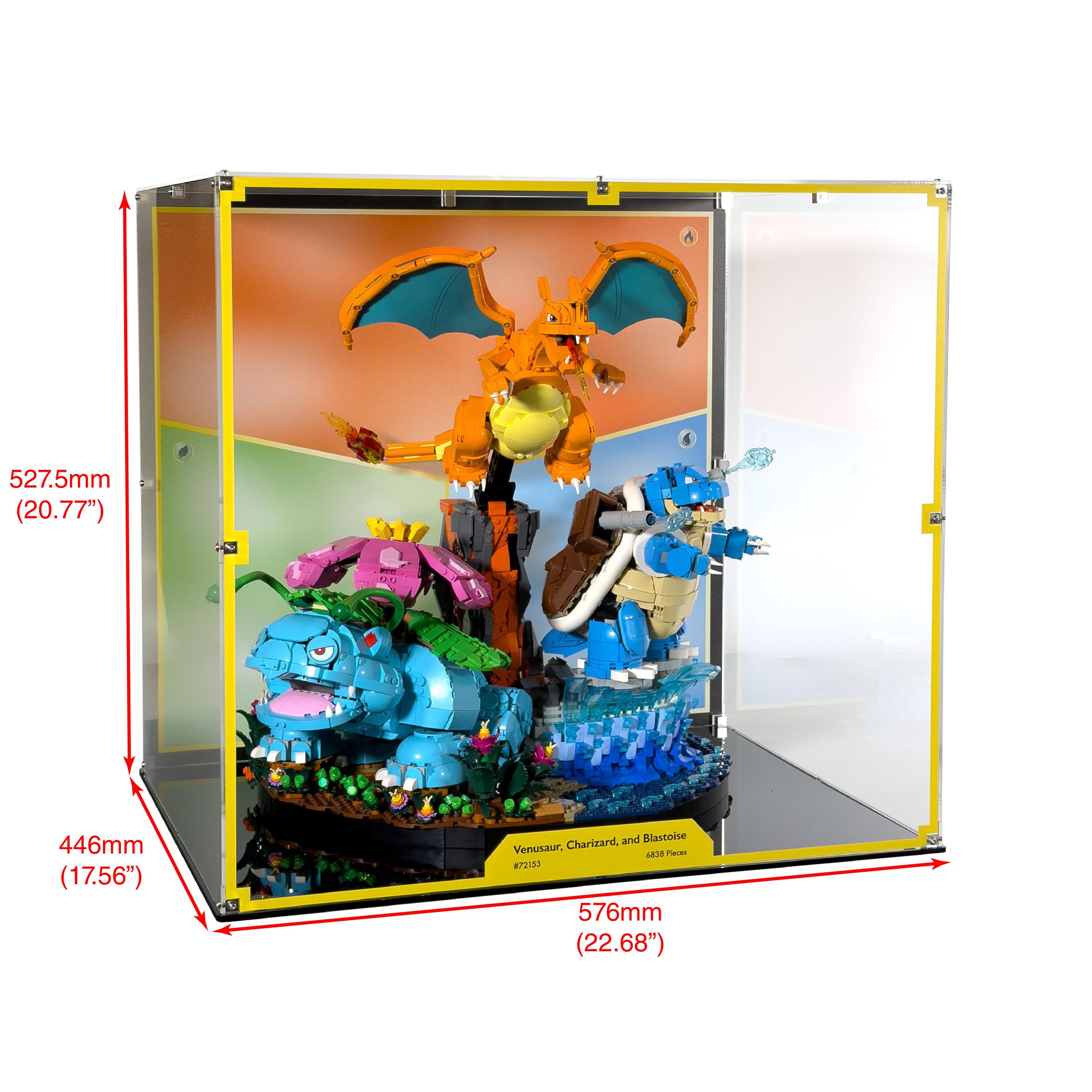 Acrylic Display Case Fits LEGO 72153, Pokémon Venusaur, Charizard