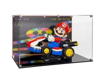 Acrylic Display Case for LEGO 72037, Mario & Standard Kart with UV-Printed Background - Set Not Included