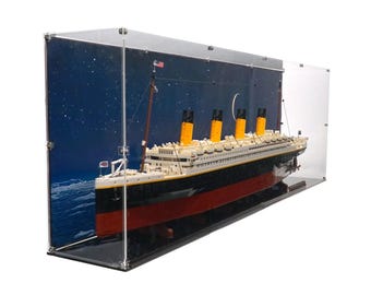 Vitrina acrílica para LEGO 10294, Titanic con fondo impreso con UV - Set no incluido