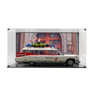 Vetrina in acrilico adatta al set LEGO 10274, Ghostbusters ECTO-1 con sfondo stampato UV - Set non incluso
