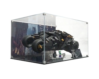 Acrylic Display Case Fits LEGO 76240, Batmobile Tumbler with UV-Printed Background - Set Not Included