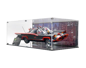 Acrylic Display Case Fits LEGO 76328, The Classic TV Series Batmobile with UV-Printed Background - Set Not Included