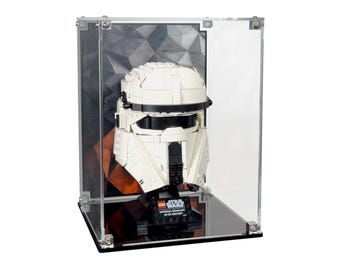 Acrylic Display Case fits LEGO 75458, Imperial Remnant AT-RT Driver Helmet with Printed Background - Set Not Included