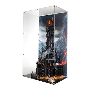 Acrylic Display Case Fits LEGO 10333, The Lord of the Rings: Barad-dûr with UV-Printed Background - Set Not Included