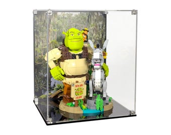Acrylic Display Case fits LEGO 72423 Shrek, Donkey & Puss in Boots with UV-Printed Background - Set Not Included