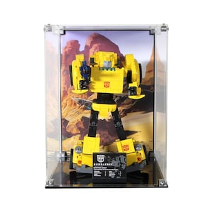 Acrylic Display Case Fits LEGO 10338, Transformers Bumblebee with UV-Printed Background - Set Not Included