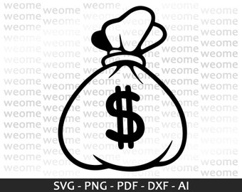 Archivo de descarga SVG de bolsa de dinero para Cricut, corte láser e impresión, uso comercial