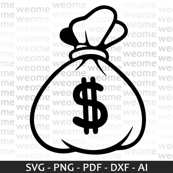 Money bag svg download file for Cricut, Laser cut and Print, Commercial use