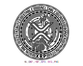 XRP Crypto svg download for Cricut, Laser cut, Silhouette, Glow forge and Print