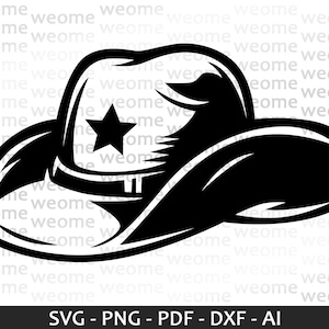 Cowboy Hat svg download file for Cricut, Laser cut and Print, Commercial use