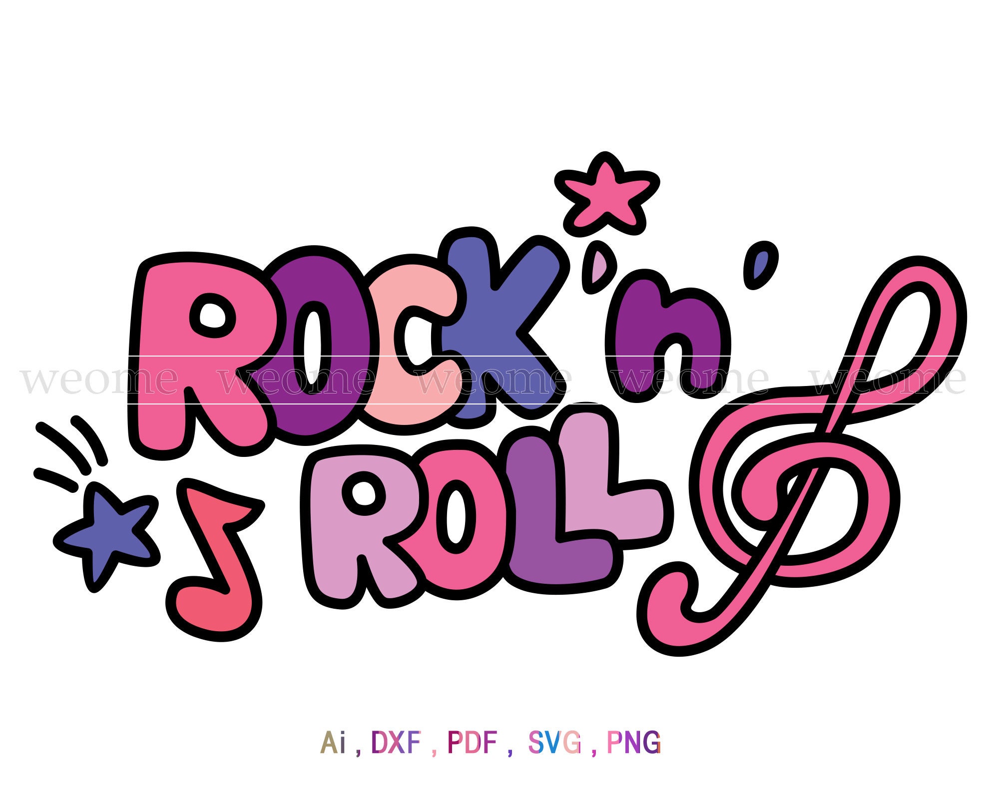 Rock N Roll Svg and Png Design - Etsy