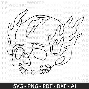 Fichier de téléchargement svg crâne de feu pour Cricut, découpe laser et impression, usage Commercial