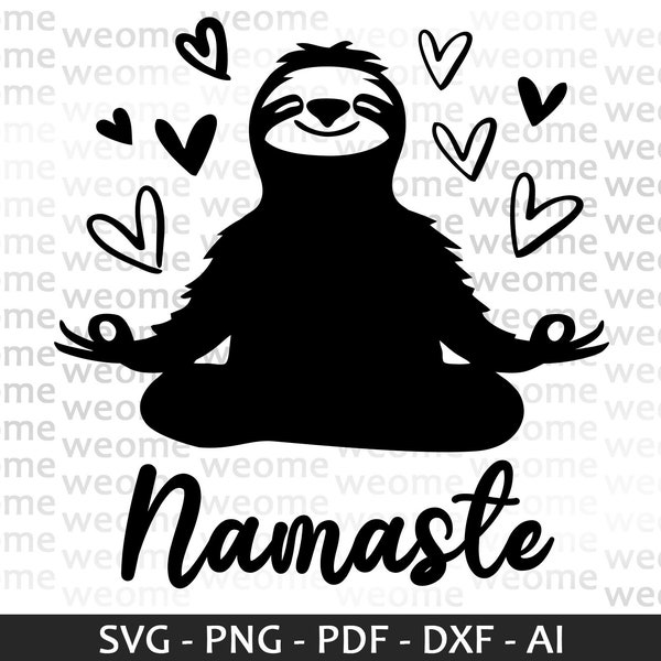 Namaste Sloth svg download file for Cricut, Laser cut and Print, Commercial use