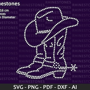 Strass-Schablone Cowboy-Stiefel und Hut