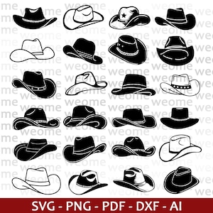 Cowboy Hat Bundle svg download file for Cricut, Laser cut and Print, Commercial use