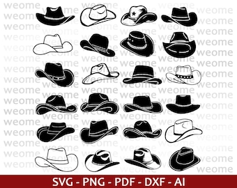 Cowboy Hat Bundle svg download file for Cricut, Laser cut and Print, Commercial use