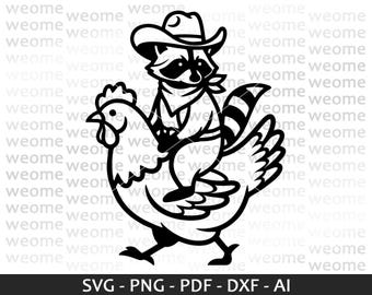 Raccoon cowboy svg download file for Cricut, Laser cut and Print, Commercial use