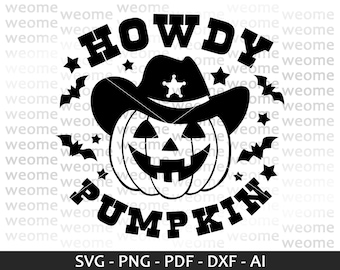 Plik svg do pobrania z motywem dyni Country Howdy Pumpkin do Cricut, cięcia laserowego i drukowania, do użytku komercyjnego
