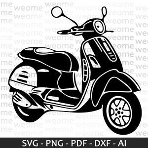 Svg-downloadbestand Vespa Scooter voor Cricut, lasersnijden en afdrukken, commercieel gebruik