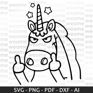 angry Unicorn svg download file for Cricut, Laser cut and Print, Commercial use