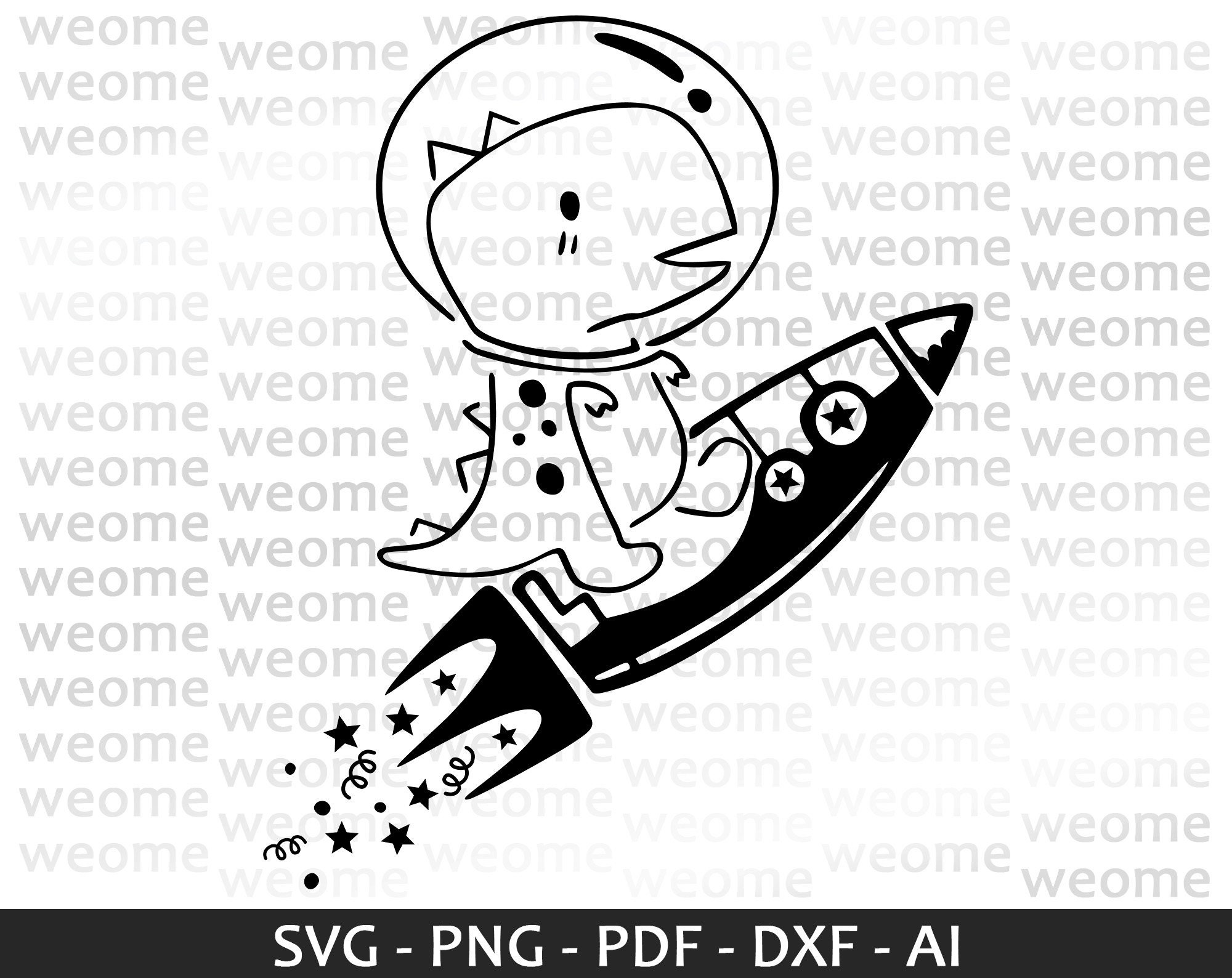 Astronaut Dinosaur svg download file for Cricut, Laser cut and Print, Commercial use