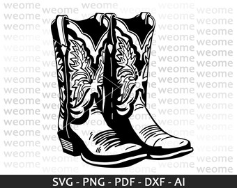 Cowboy boots svg download file for Cricut, Laser cut and Print, Commercial use