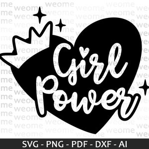 Girl Power in Herz svg Download-Datei für Cricut, Laserschnitt und Druck, kommerzielle Nutzung