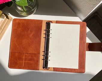 Handmade Italian leather notebook, Personalized leather a5 binder,Refillable a5 notebook cover, Leather portfolio, leather diary, Bulk order