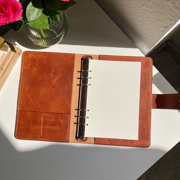 Handmade Italian leather notebook, Personalized leather a5 binder,Refillable a5 notebook cover, Leather portfolio, leather diary, Bulk order