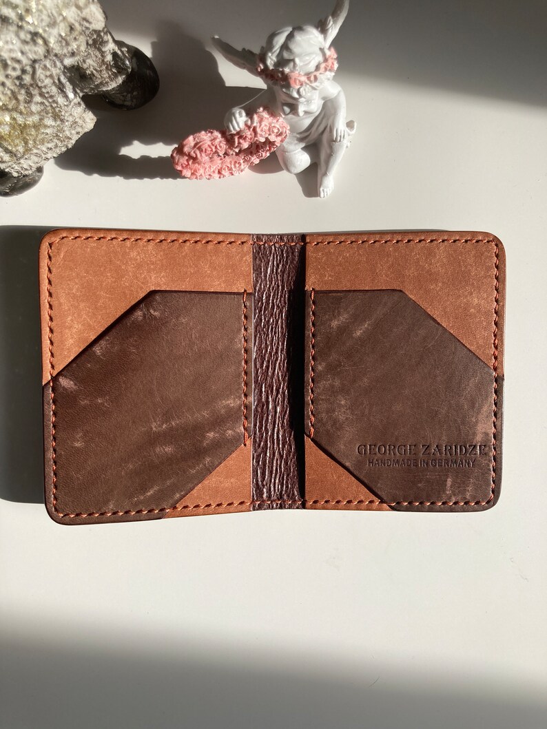 small wallet men leather card holder handmade leather wallet vertical wallet leather card case mens bifold wallet cute wallet image 3