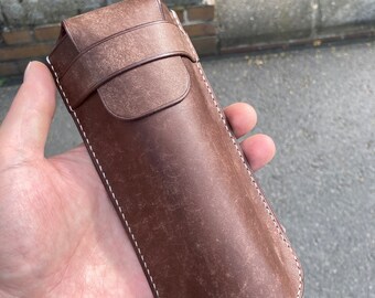 Handgefertigtes Brillenetui aus Leder: Brillenetui aus echtem Leder