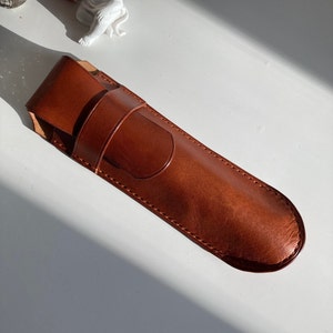 leather pen case for two pens, fountain pen case for man, Father&#39;s Day gifts, leather sleeve, teacher gift, handcrafted fountain pen pouch