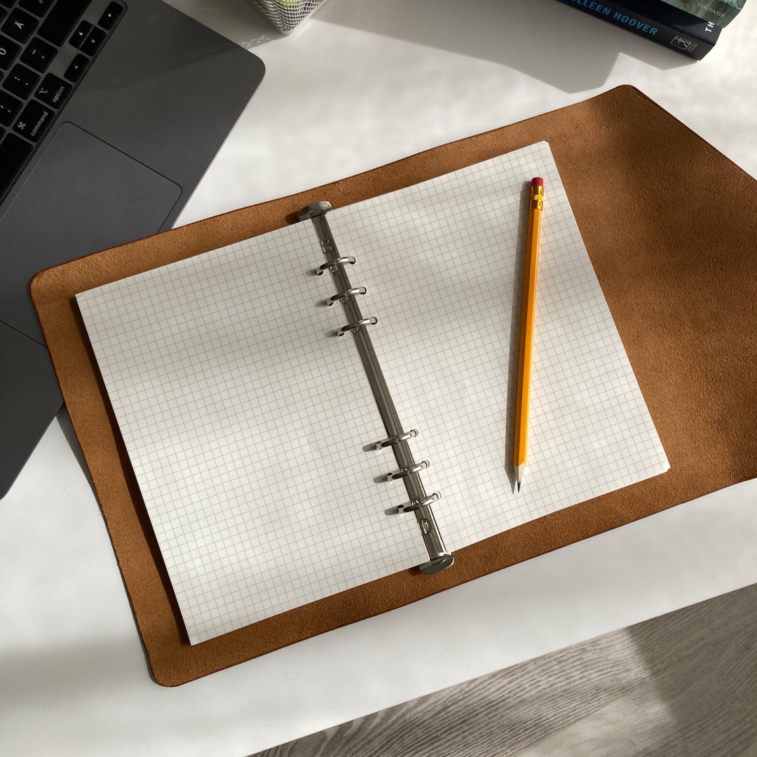 A5 Leather Notebook Cover: Refillable Caramel Journal, Personalized - Etsy