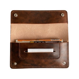 Handmade Leather Tobacco Pouch, Personalized Pouch for Tobacco, Engraved Leather Pouch, Tobacco Rolling Pouch Brown Leather Tobacco Case