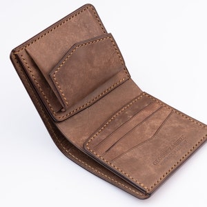 Braune Leder Portemonnaie für Männer Handgemachte Zweifach Geldbörse Unisex Jahrestag Geschenk für Ihn Geldbörse