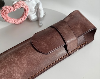 Étui à stylo en cuir porte-stylo unique porte-stylo pochette en cuir pour stylo cadeau pour enseignant cousu à la main étui à stylo plume étui à crayons de luxe