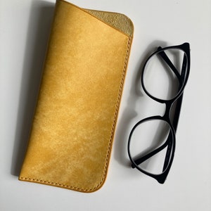 Sunglasses case leather glasses case eyeglasses case glasses case glasses pouch custom soft eyeglasses case Reading glasses case Yellow Art Maya