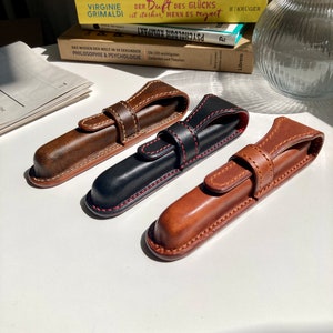 Astuccio per penne in pelle fatto a mano, portapenne singolo personalizzato con incisione, portapenne in vera pelle, custodia per penna cucita a mano, regalo aziendale